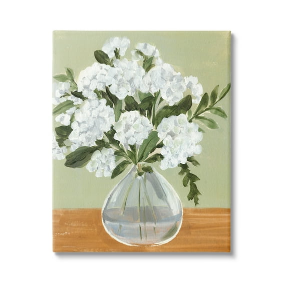 Stupell Industries White Hydrangea Flower Bouquet Vase Still Life Painting Gallery Wrapped Canvas Print Wall Art, Design by Annie Warren