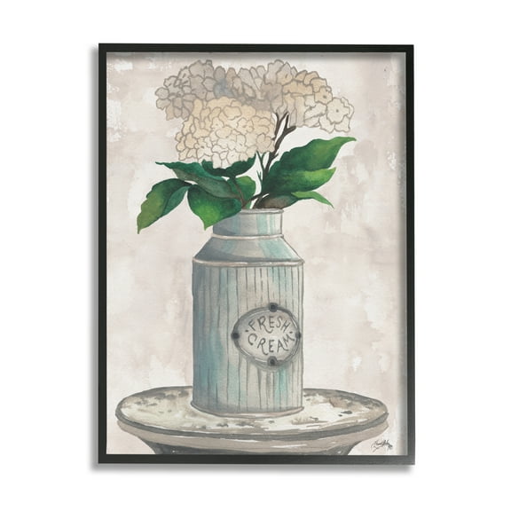 Stupell Industries White Hydrangea Flowers Fresh Cream Country Tin Painting, 11 x 14, Design by Elizabeth Medley