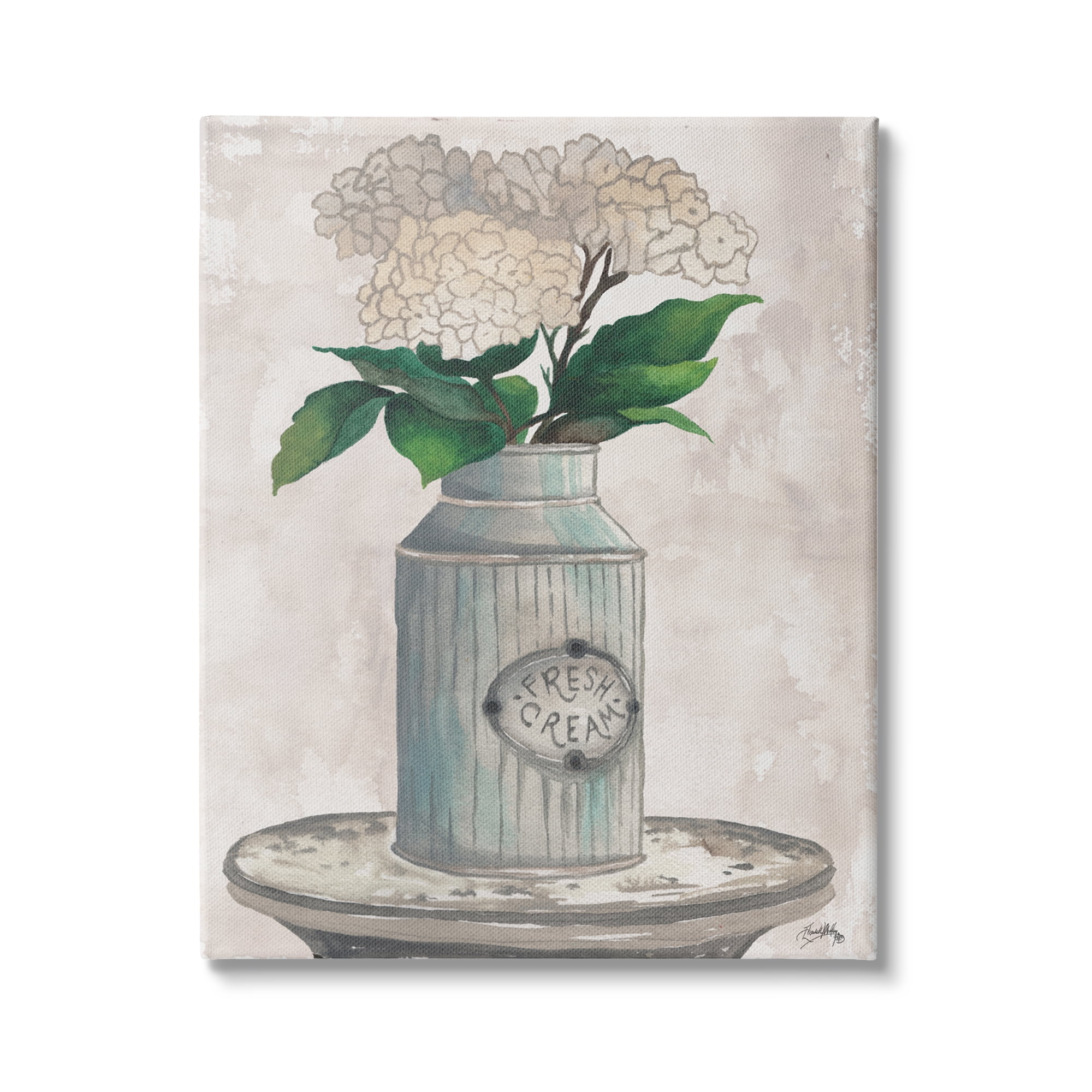 Stupell Industries White Hydrangea Flowers Fresh Cream Country Tin Painting, 16 x 20, Design by Elizabeth Medley