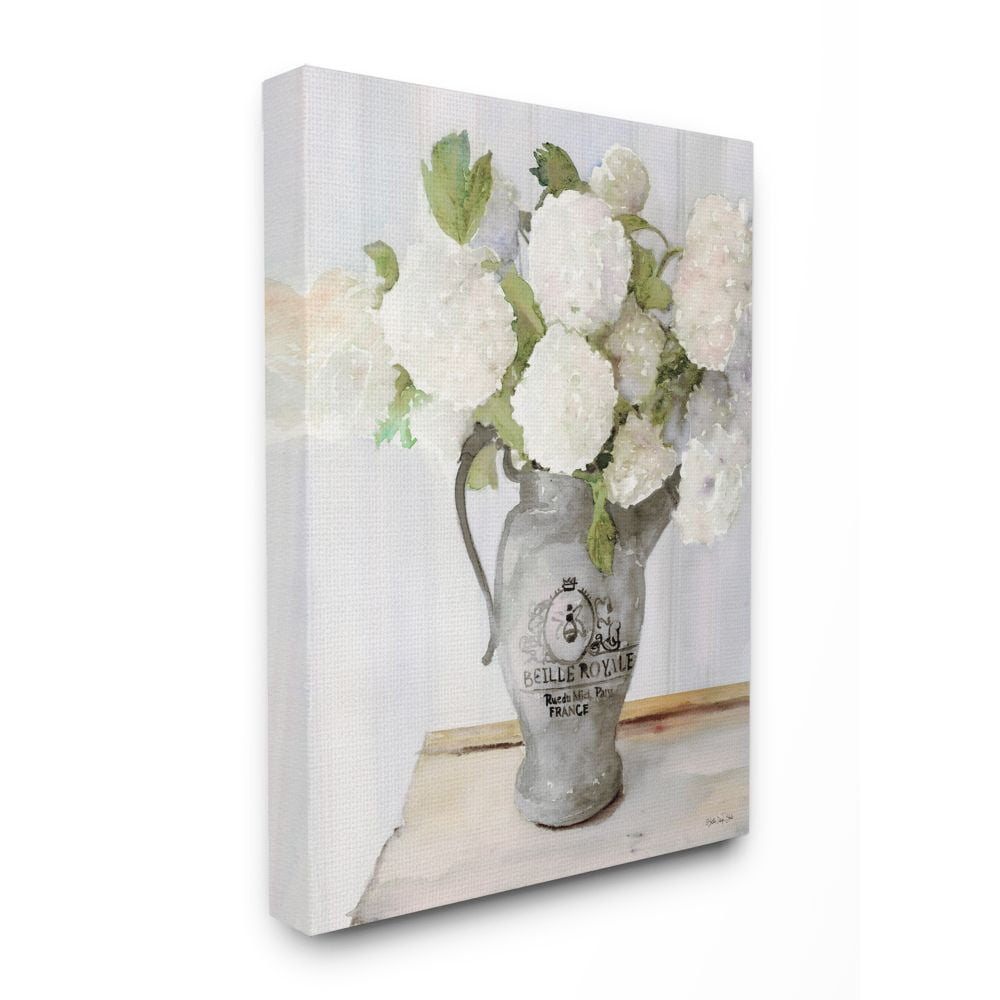 White Hydrangea in French Pitcher Canvas Wall Art