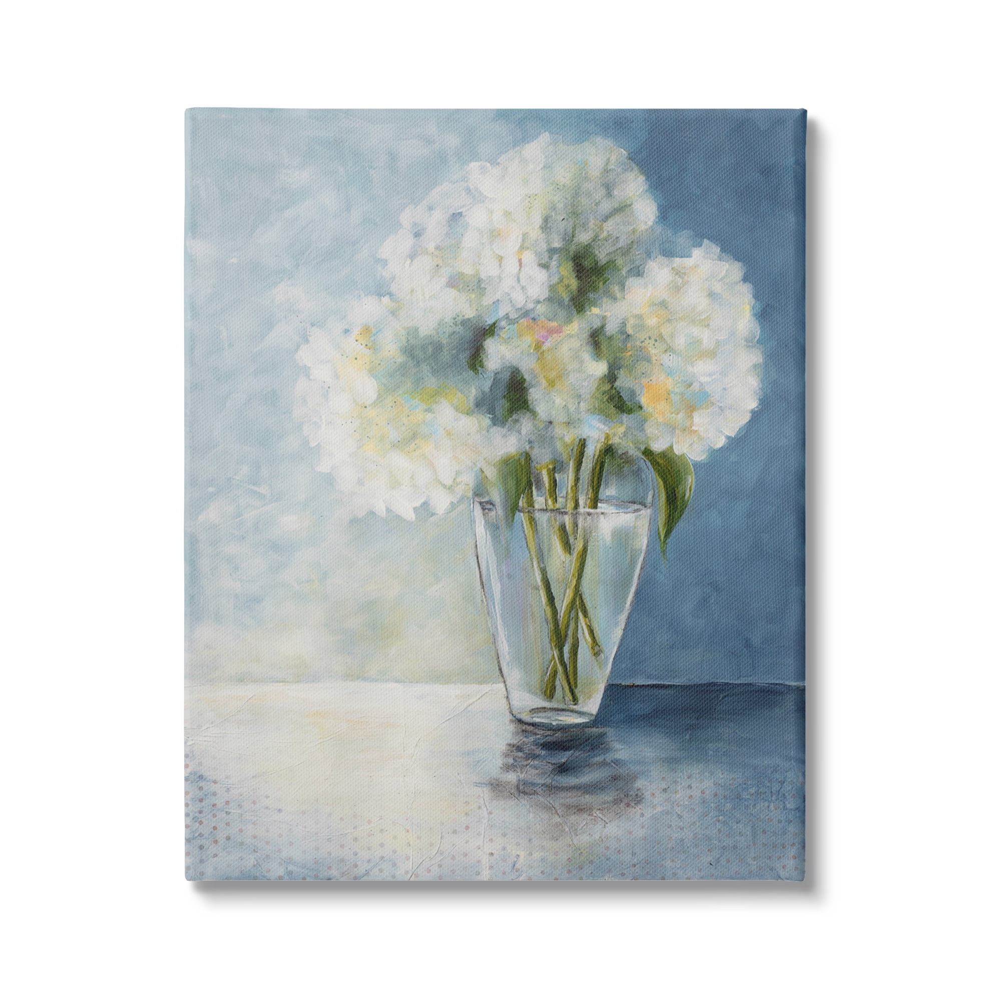 Stupell Industries White Hydrangeas Bouquet Glass Tabletop Vase Illustration , 24 x 30, Design by Doris Charest