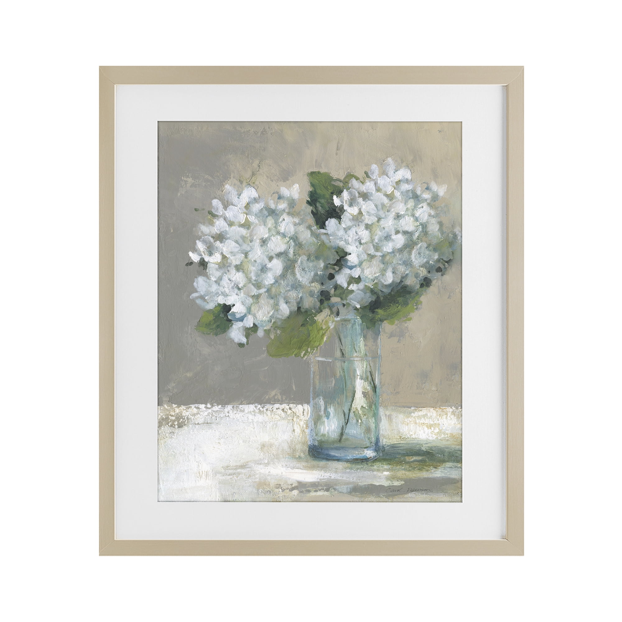 Stupell Industries White Hydrangeas Glass Vase Birch Framed Print Under Glass, design by Carol Robinson