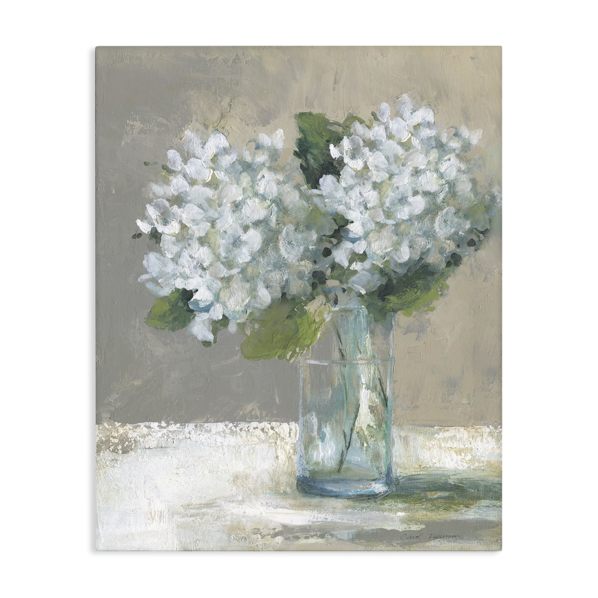 Stupell Industries White Hydrangeas Glass Vase Canvas Wall Art, design by Carol Robinson