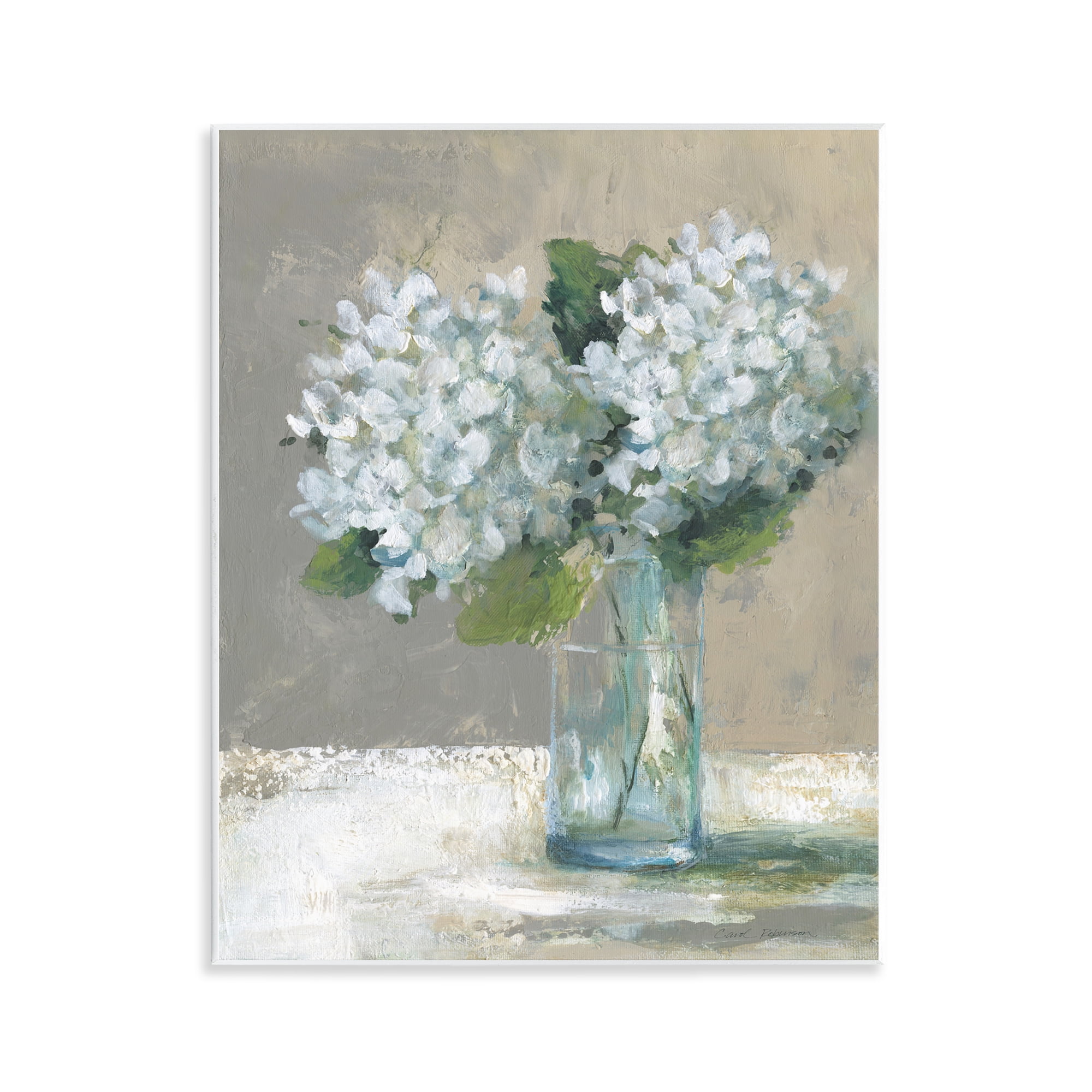 Stupell Industries White Hydrangeas Glass Vase Wall Plaque Art, design by Carol Robinson