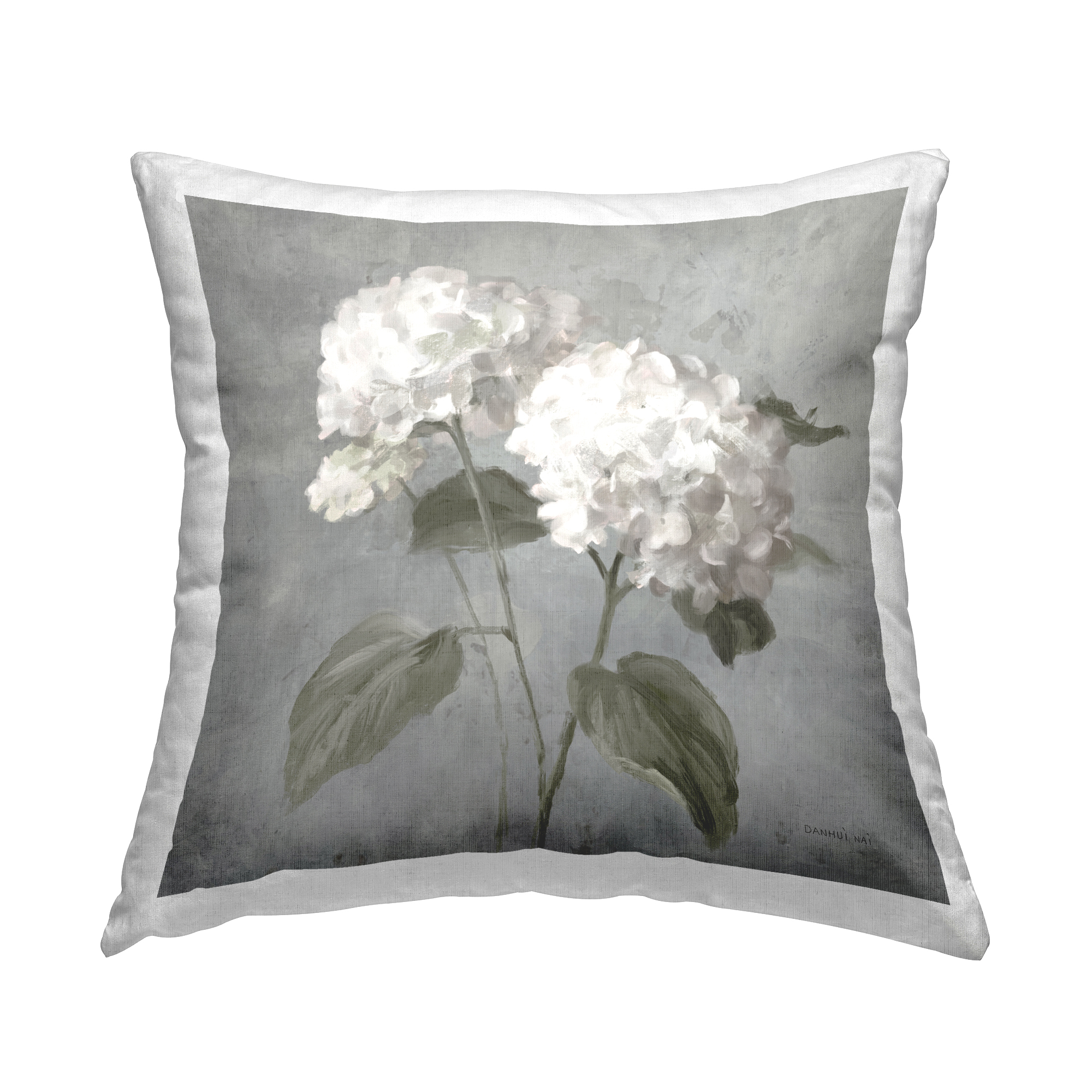 Stupell Industries White Hydrangeas Pair Decorative Printed Throw Pillow Design by Danhui Nai.