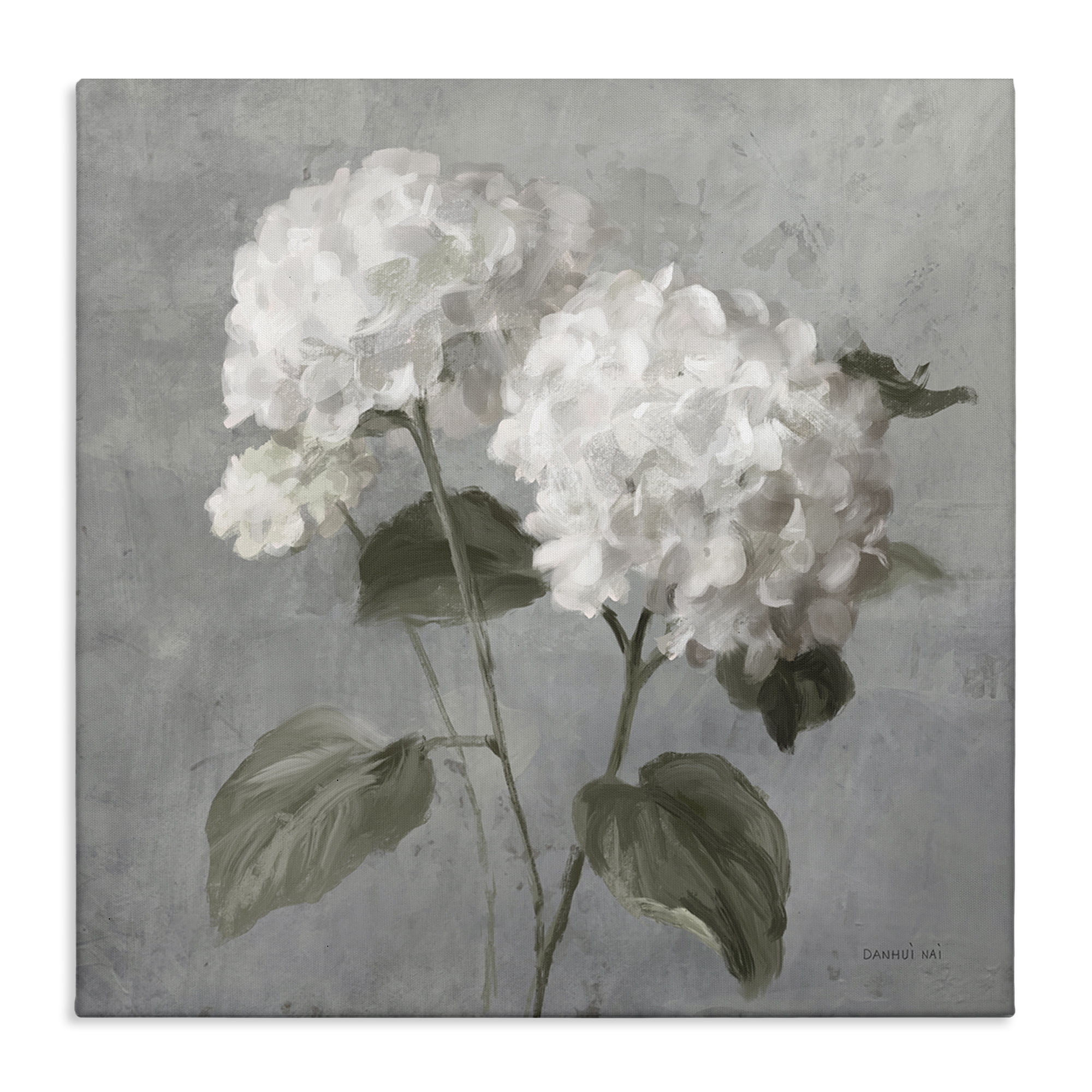 Stupell Industries White Hydrangeas Pair Plants & Flowers Painting Wrapped Canvas Art Print Wall Art, 24 x 24