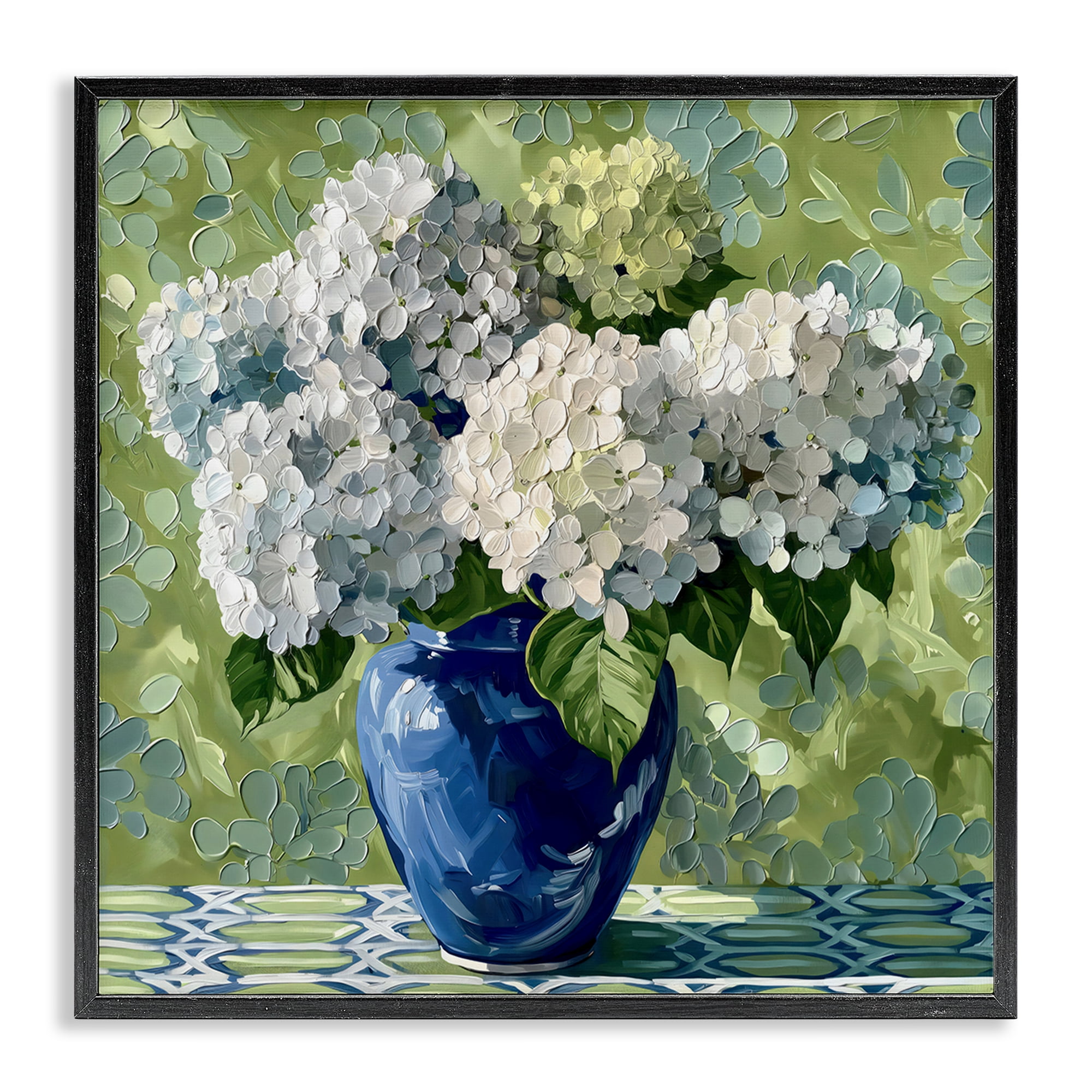 Stupell Industries White Hydrangeas in Blue Vase Black Framed Giclee Art, design by Gina Kelly