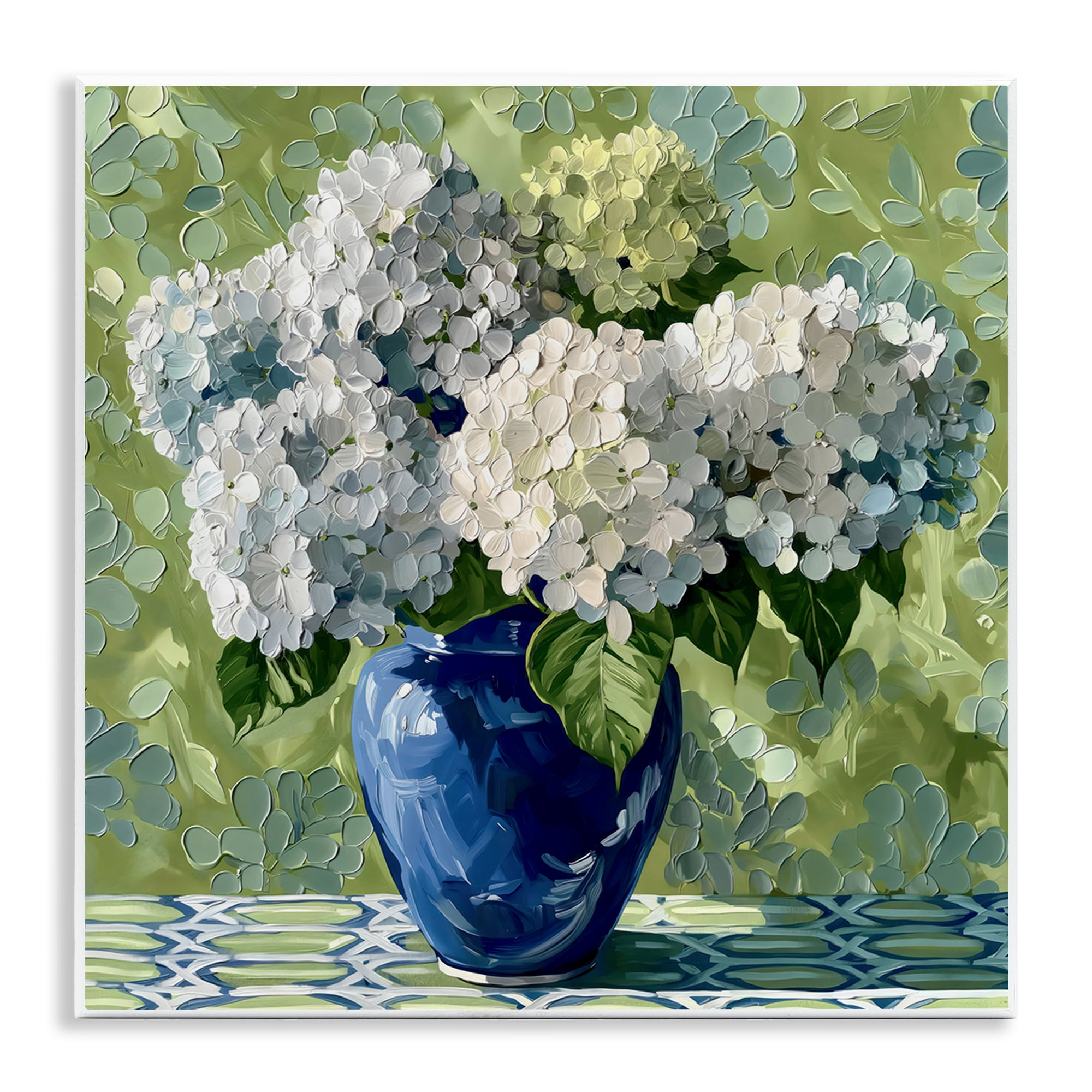 Stupell Industries White Hydrangeas in Blue Vase Wall Plaque Art, design by Gina Kelly