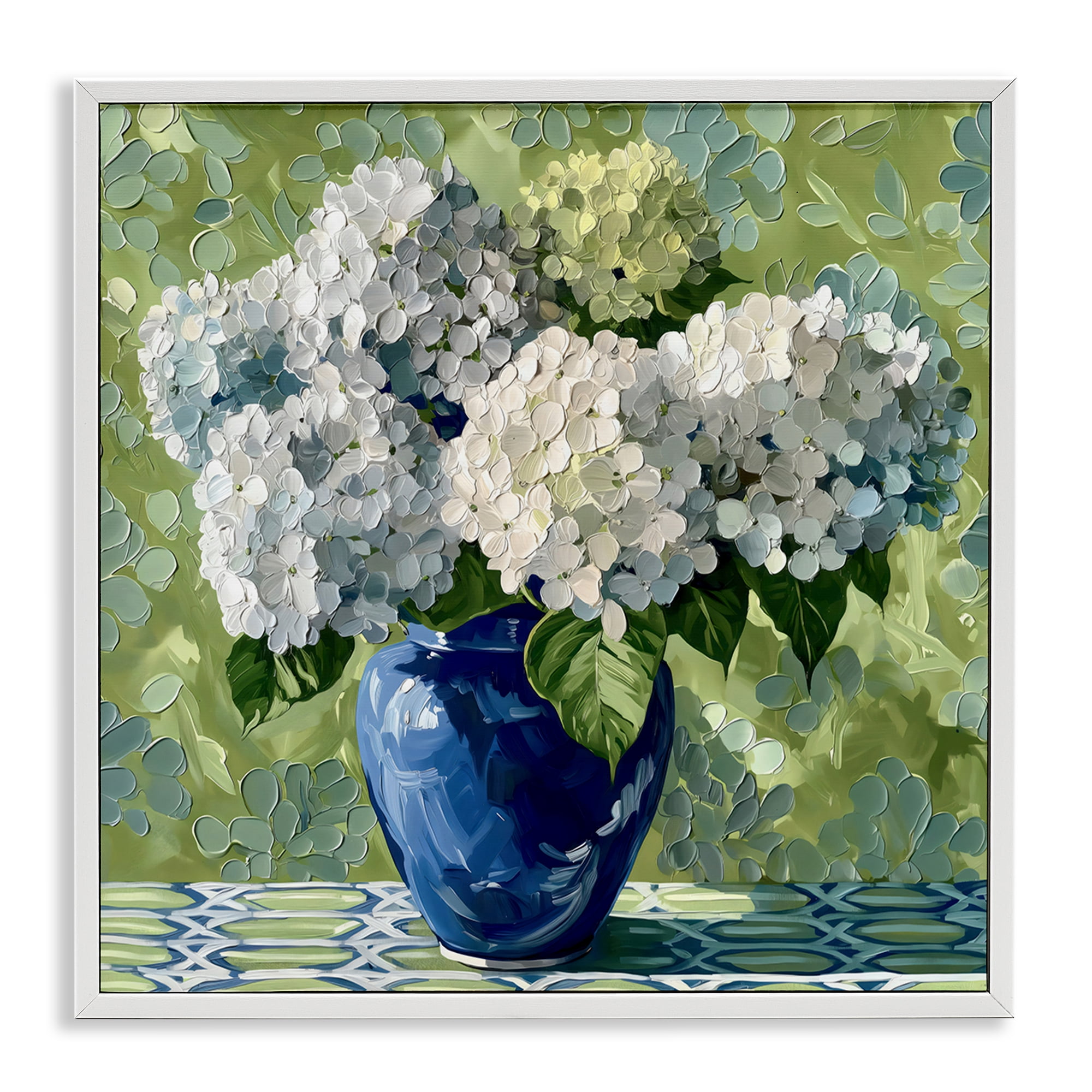 Stupell Industries White Hydrangeas in Blue Vase White Framed Giclee Art, design by Gina Kelly
