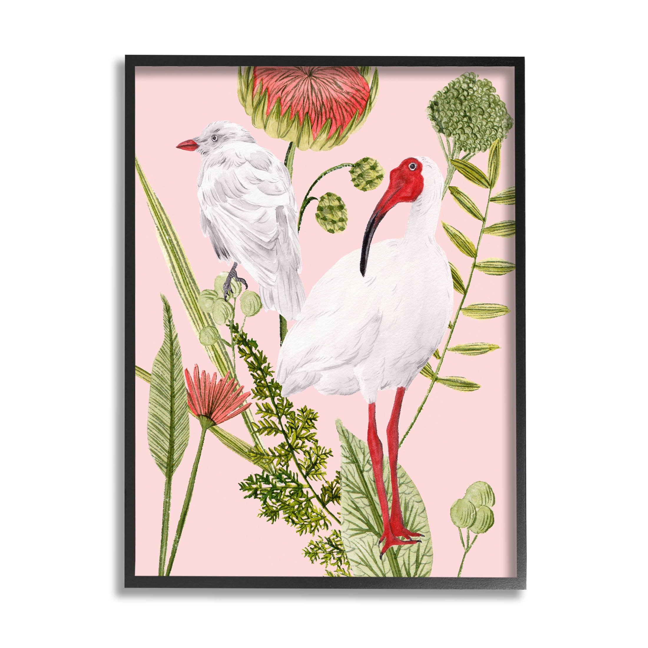 Stupell Industries White Ibis Floral Arrangement Graphic Art Black Framed Art Print Wall Art, Design by Melissa Wang
