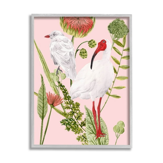 Stupell Industries White Ibis Floral Arrangement Graphic Art Gray Framed Art Print Wall Art, Design by Melissa Wang
