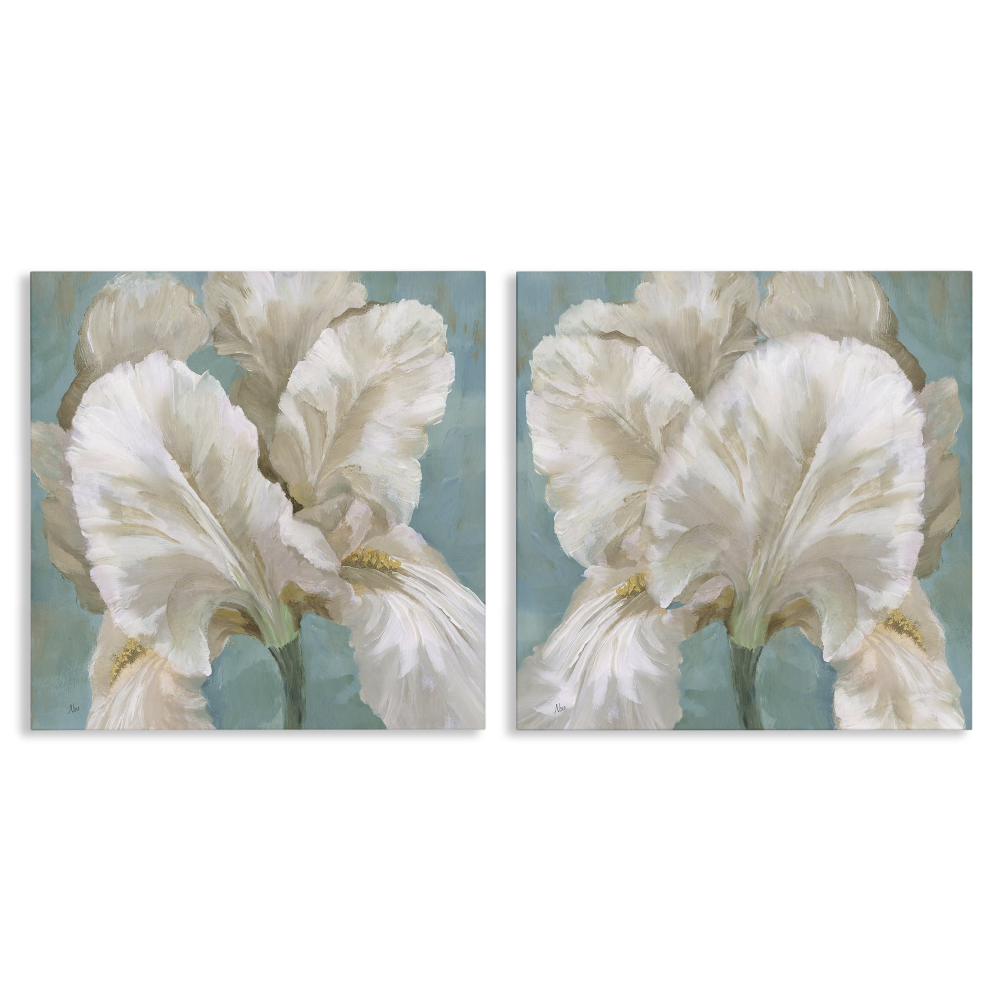 Stupell Industries White Iris Flower Plants & Flowers Painting Wrapped Canvas Art Print Wall Art, 17 x 17, Set of 2