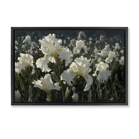 Stupell Industries White Iris Garden Black Framed Floater Canvas Wall Art design by Collin Bogle, 17 x 25