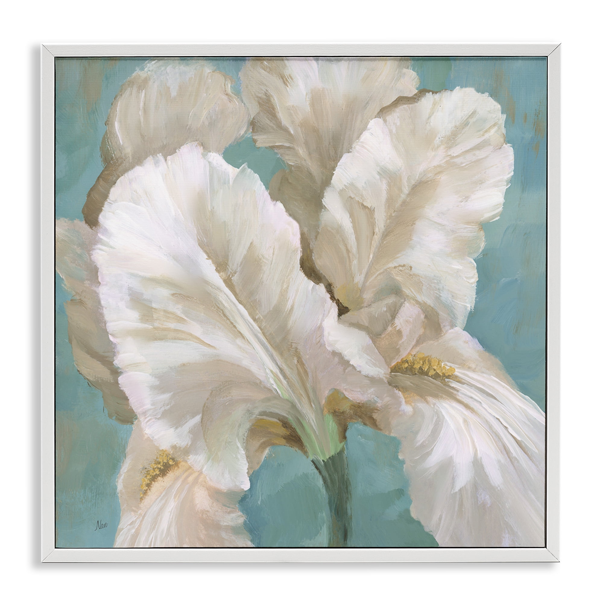 Stupell Industries White Iris Petals Botanical & Floral Painting White Framed Art Print Wall Art, 12 x 12