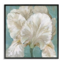 Stupell Industries White Iris on Blue Botanical & Floral Painting Black Framed Art Print Wall Art, 12 x 12