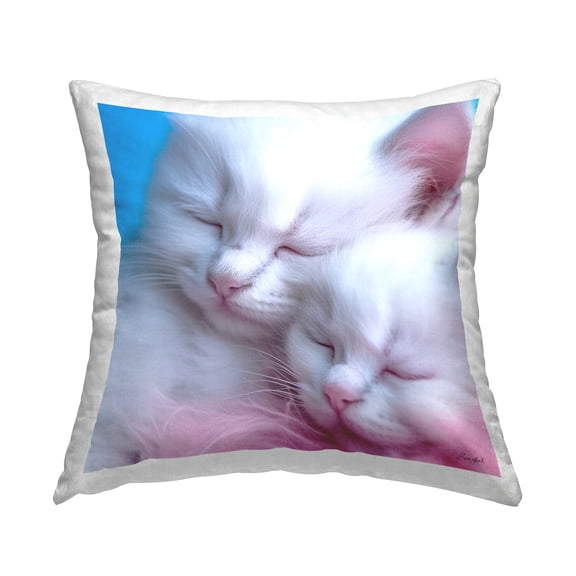 Stupell Industries White Kittens Cuddling Decorative Printed Throw Pillow, 18 x 18