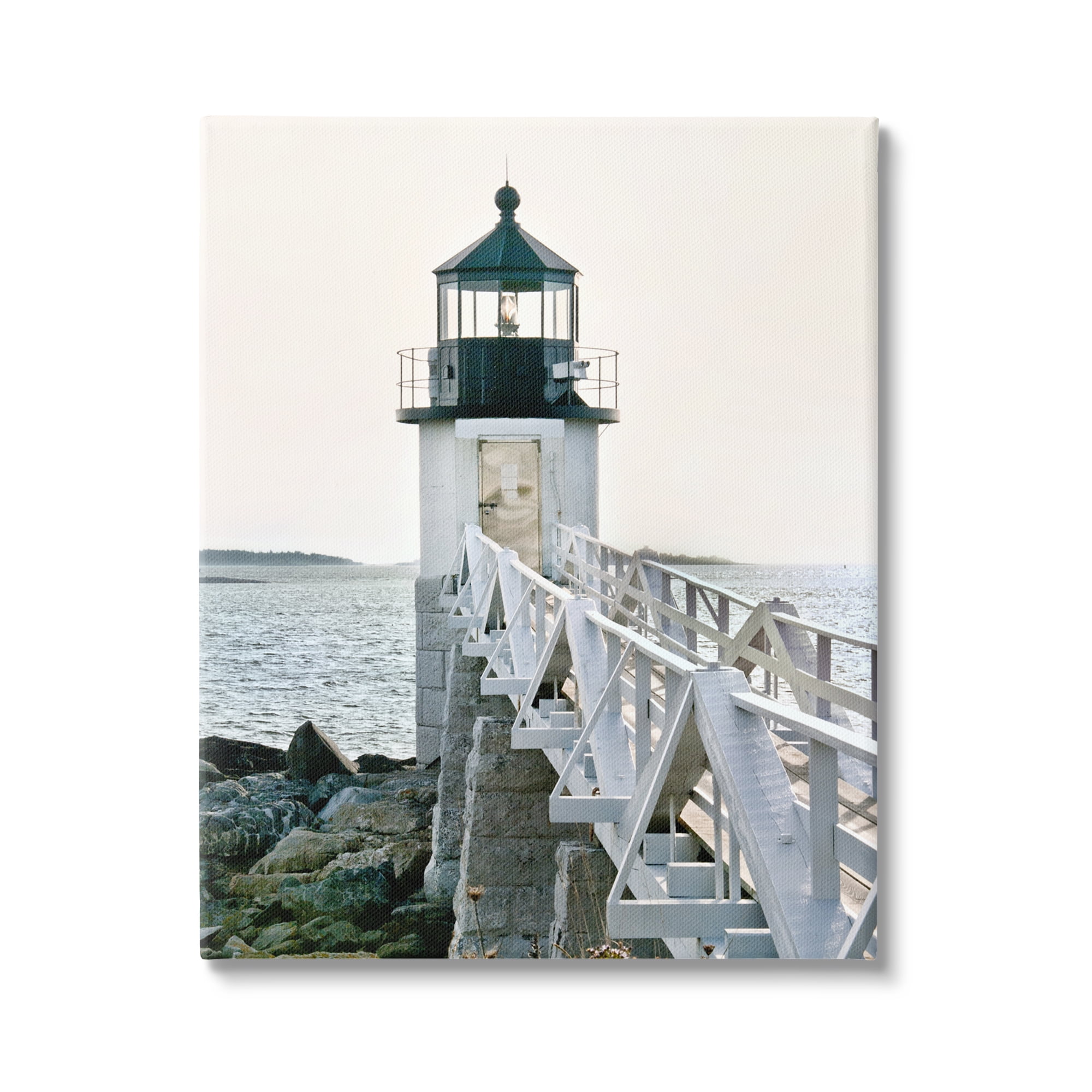 Stupell Industries White Lighthouse Photography Travel & Places Photography Gallery Wrapped Canvas Art Print Wall Art, 30 x 40