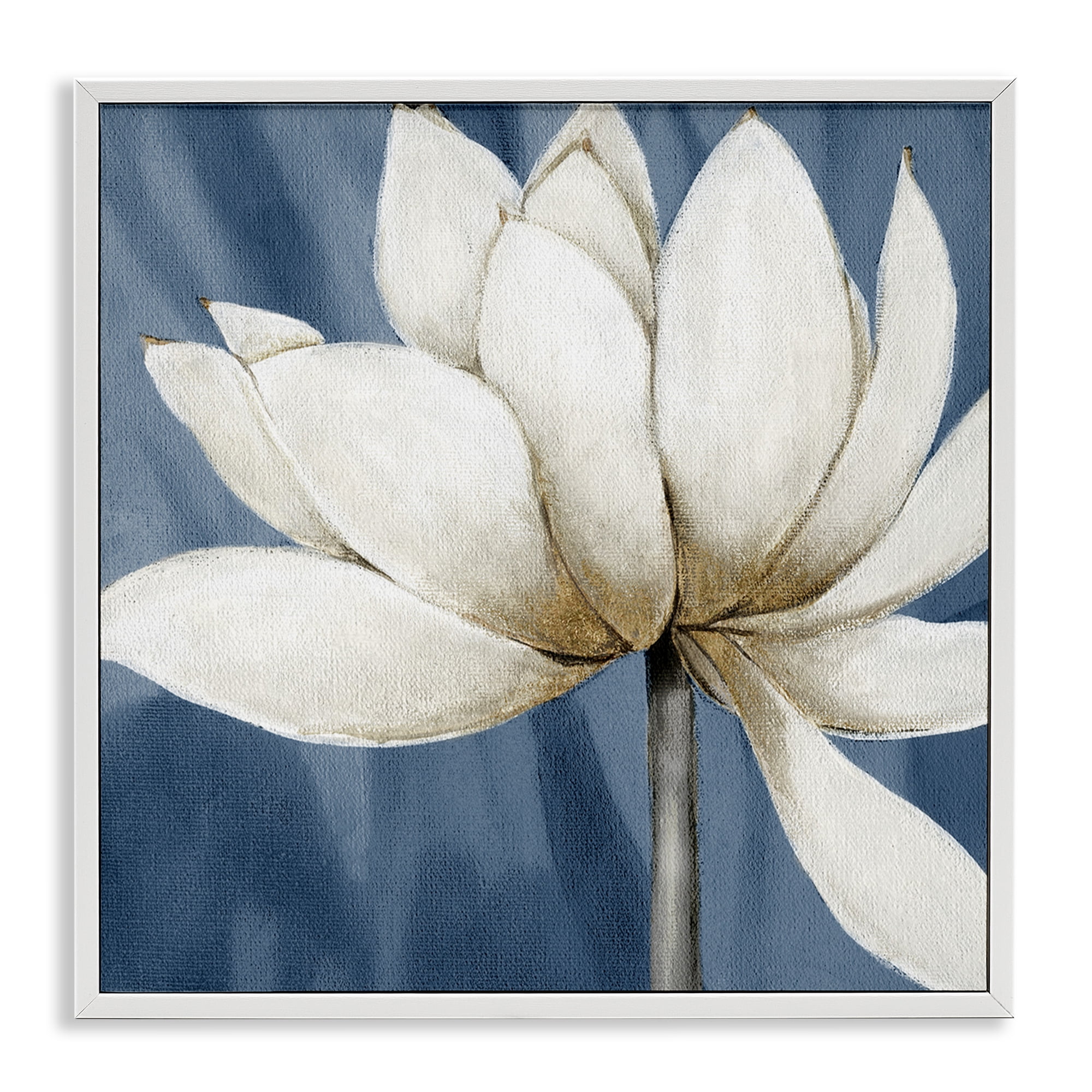 Stupell Industries White Lotus Petals Botanical & Floral Painting White Framed Art Print Wall Art, 12 x 12