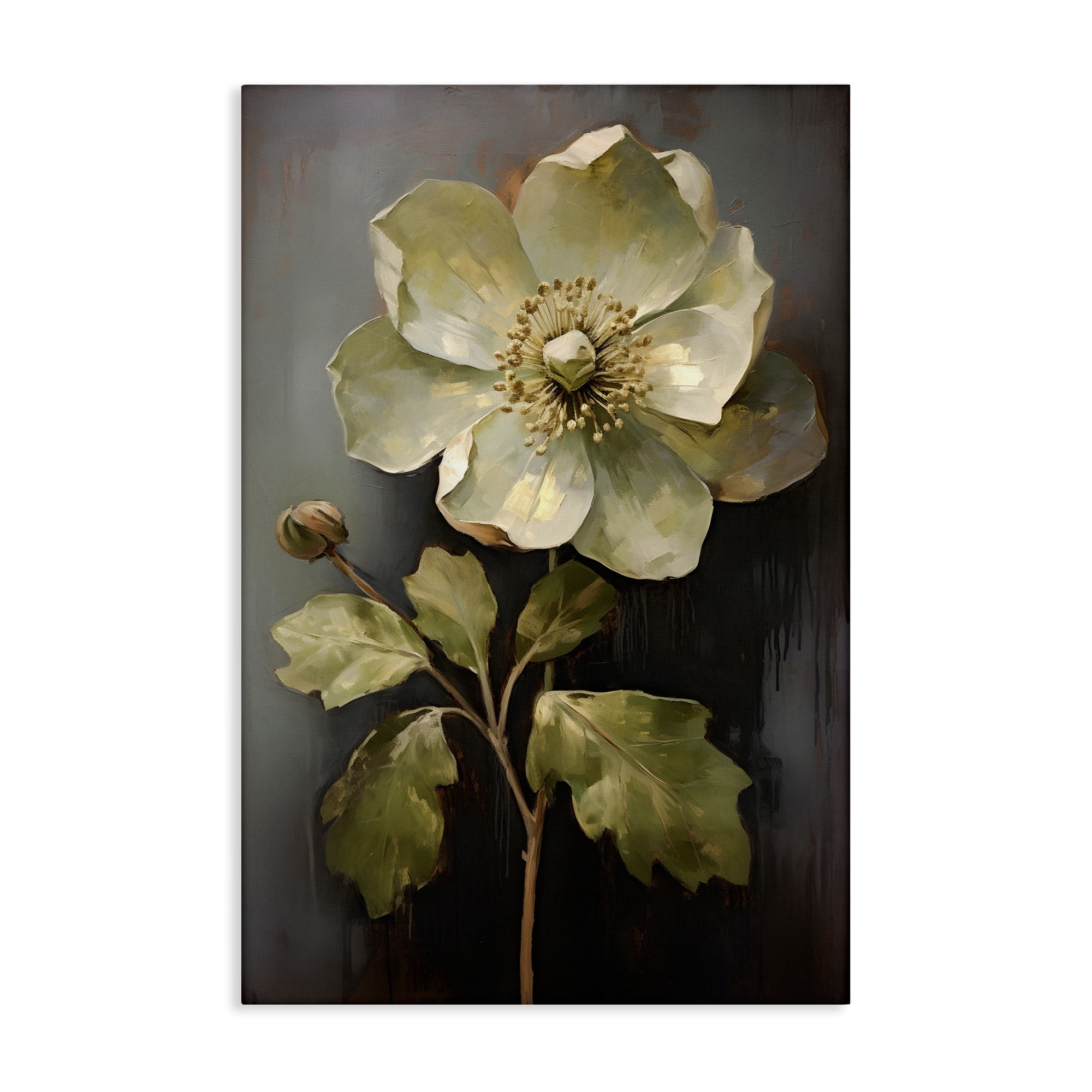 Stupell Industries White Magnolia Floret Botanical & Floral Painting Gallery Wrapped Canvas Art Print Wall Art, 30 x 45