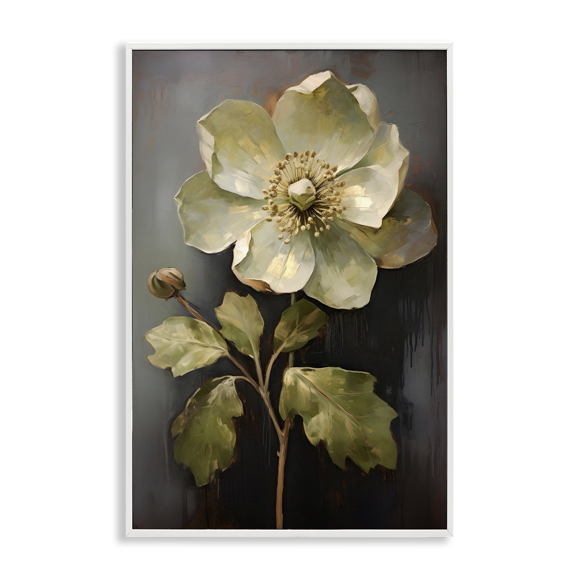 Stupell Industries White Magnolia Floret Botanical & Floral Painting White Framed Art Print Wall Art, 20 x 30