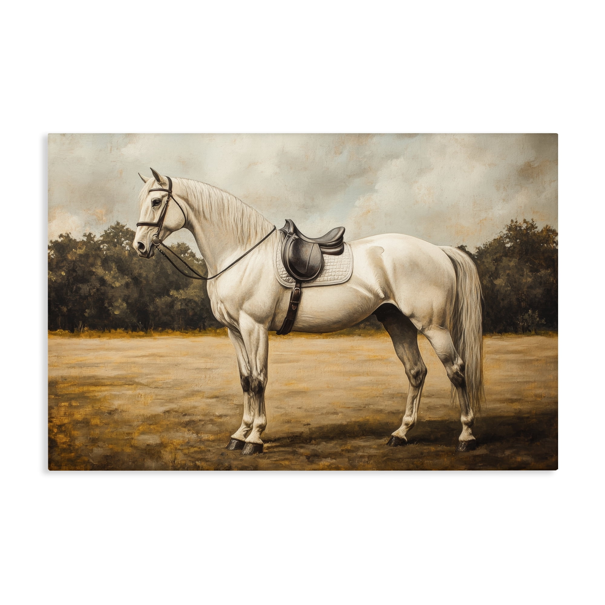 Stupell Industries White Mare with Saddle Canvas Wall Art, design by Petal Prints Design