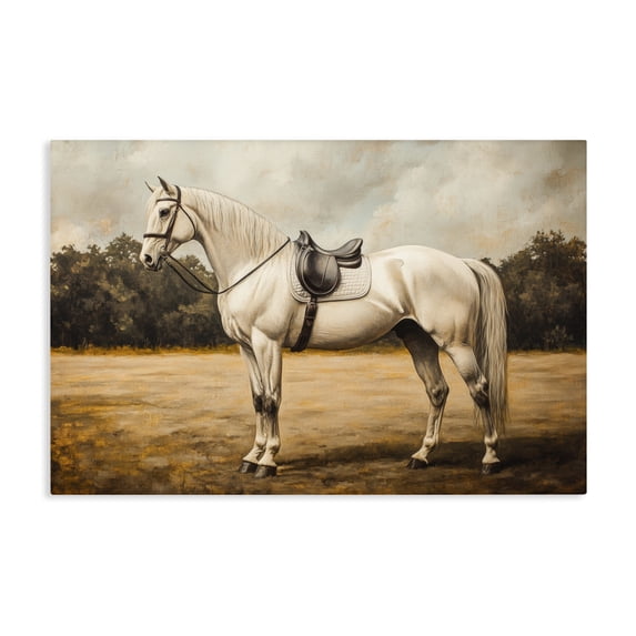 Stupell Industries Rustic Lodge White Mare with Saddle Canvas Art, 45 x 30, by Petals Prints Design
