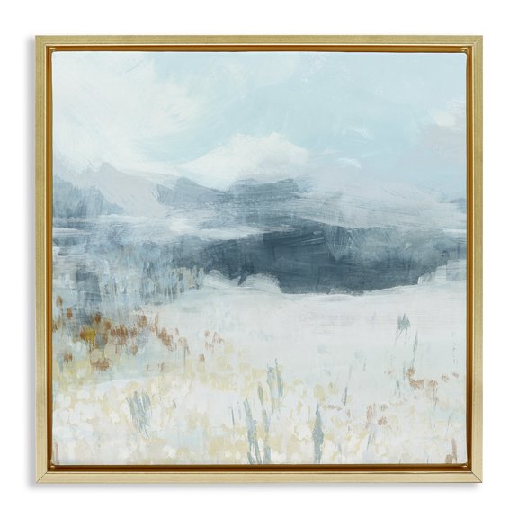 Stupell Industries White Mesa Landscape Abstract Painting Gold Floater Framed Canvas Art Print Wall Art, 18 x 18