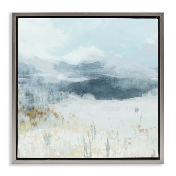 Stupell Industries White Mesa Landscape Abstract Painting Gray Floater Framed Canvas Art Print Wall Art, 18 x 18