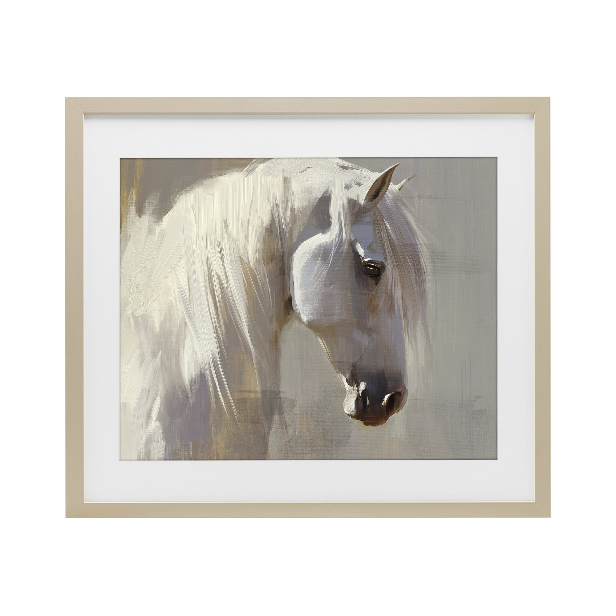 Stupell Industries White Moon Horse Birch Framed Print Under Glass, design by Svetlana Aleynikova