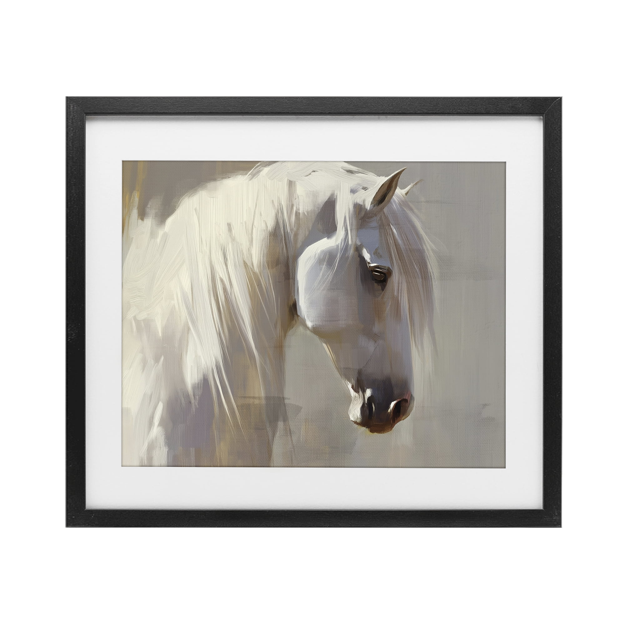 Stupell Industries White Moon Horse Black Framed Print Under Glass, design by Svetlana Aleynikova