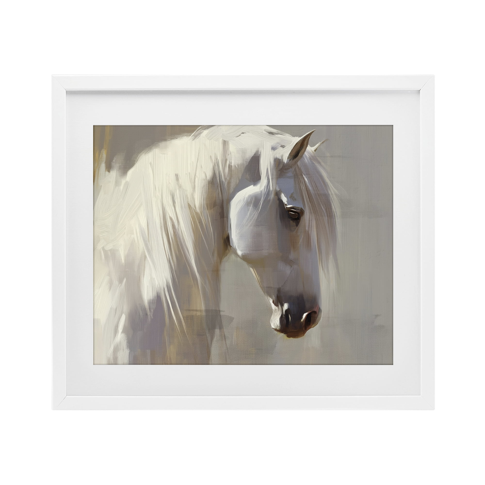 Stupell Industries White Moon Horse White Framed Print Under Glass, design by Svetlana Aleynikova
