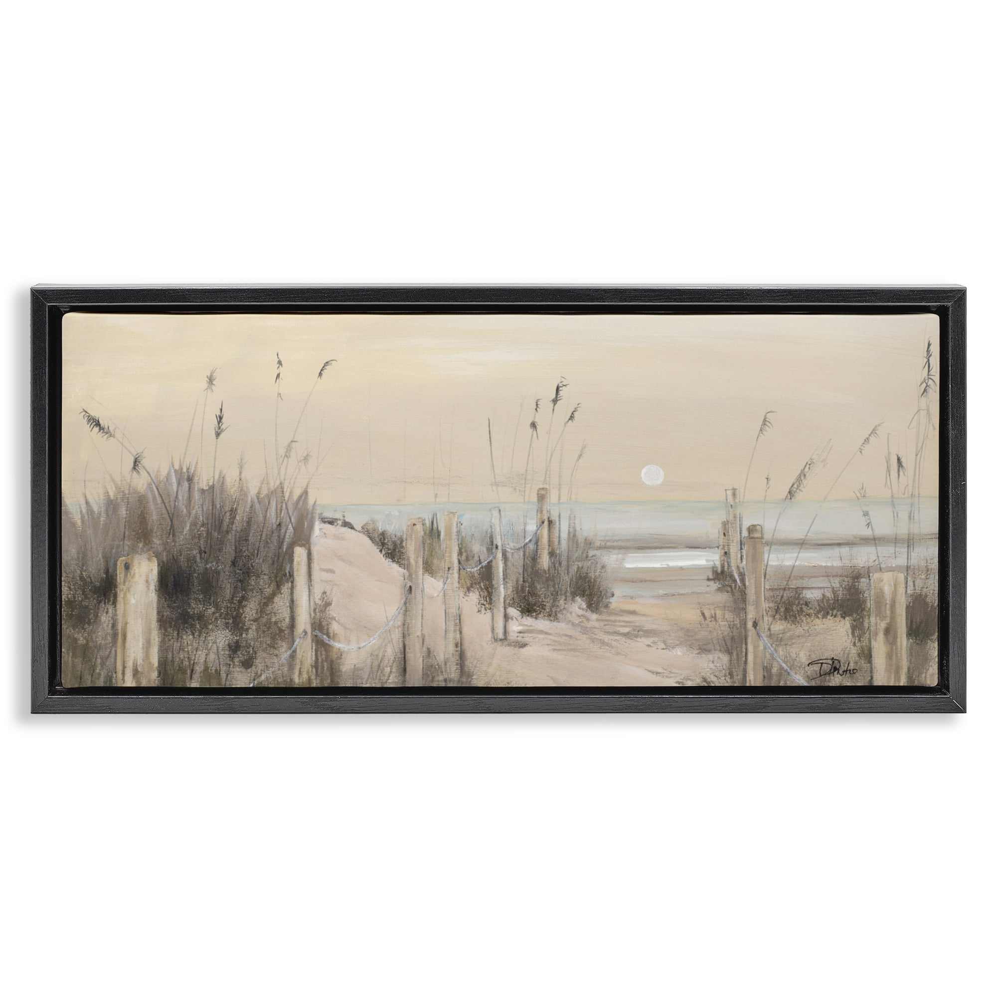 Stupell Industries White Moon Over Ocean Black Framed Floater Canvas Wall Art, design by Patricia Pinto