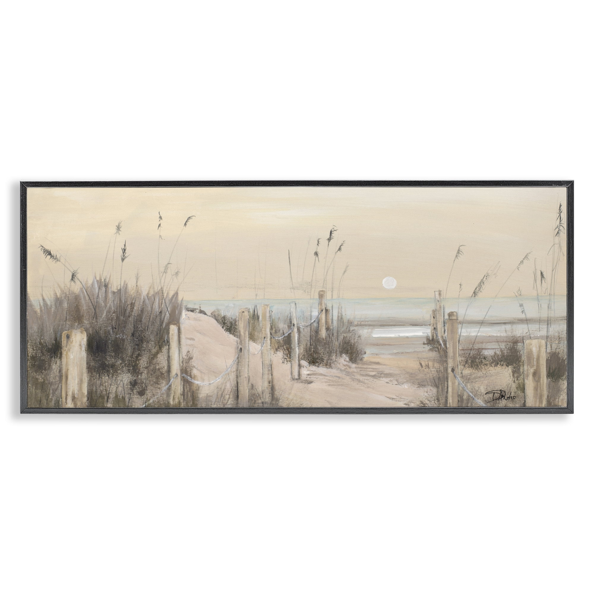Stupell Industries White Moon Over Ocean Black Framed Giclee Art, design by Patricia Pinto
