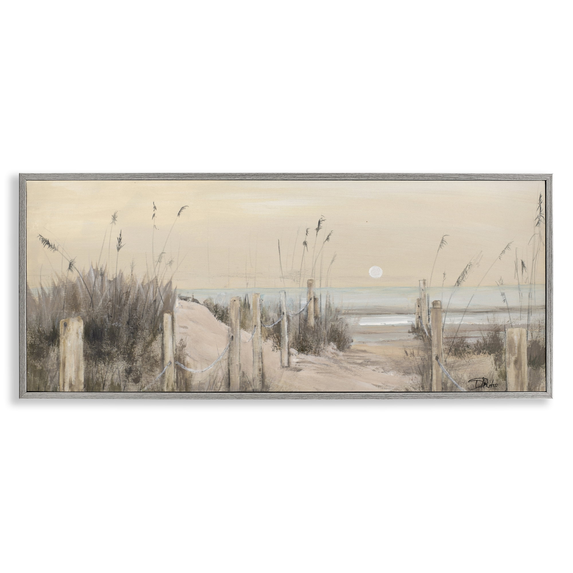 Stupell Industries White Moon Over Ocean Gray Framed Giclee Art, design by Patricia Pinto