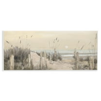 Stupell Industries White Moon Over Ocean Landscape Painting Unframed Art Print Wall Art, 17 x 7