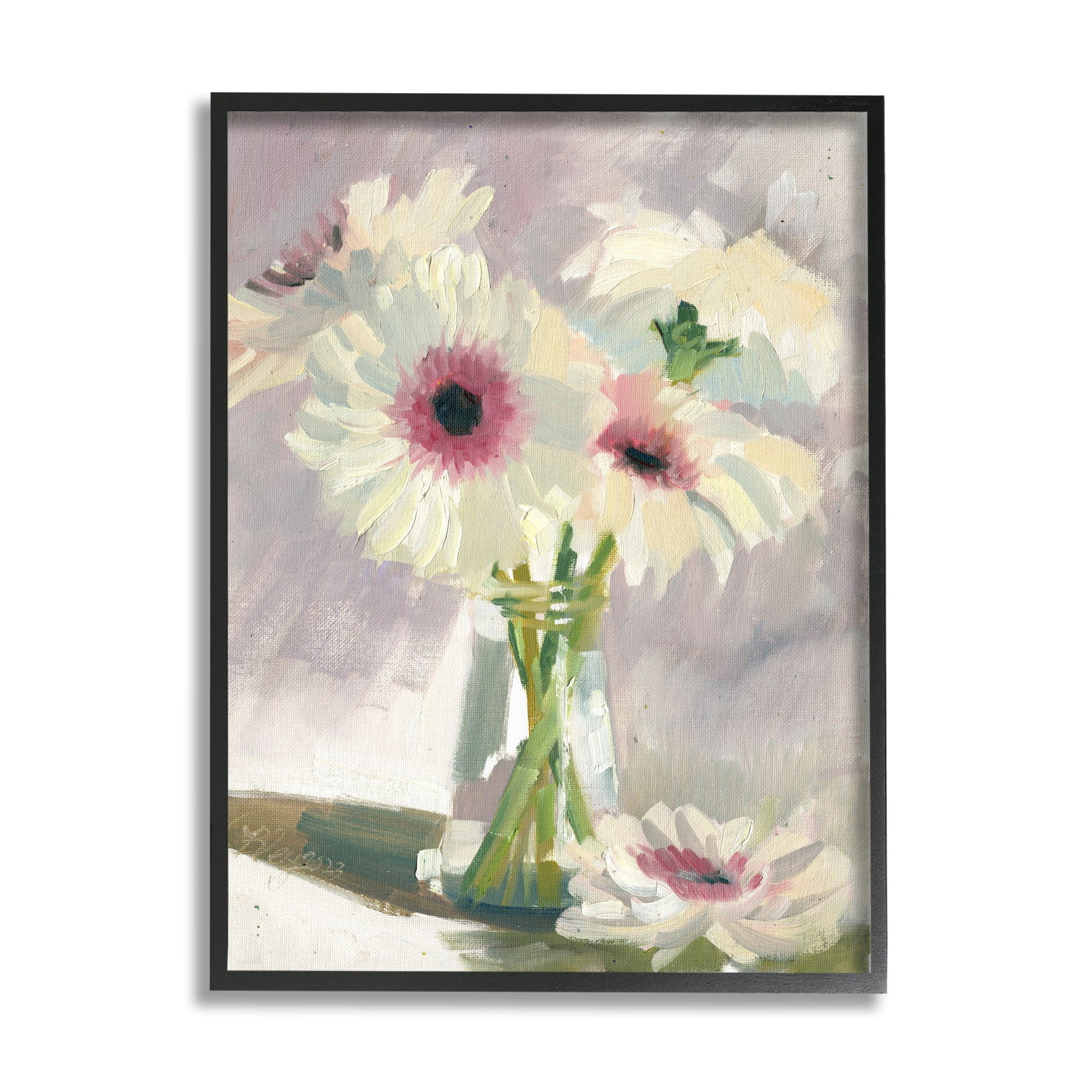 Stupell Industries White Mums Painting Botanical & Floral Painting Black Framed Art Print Wall Art, 16 x 20
