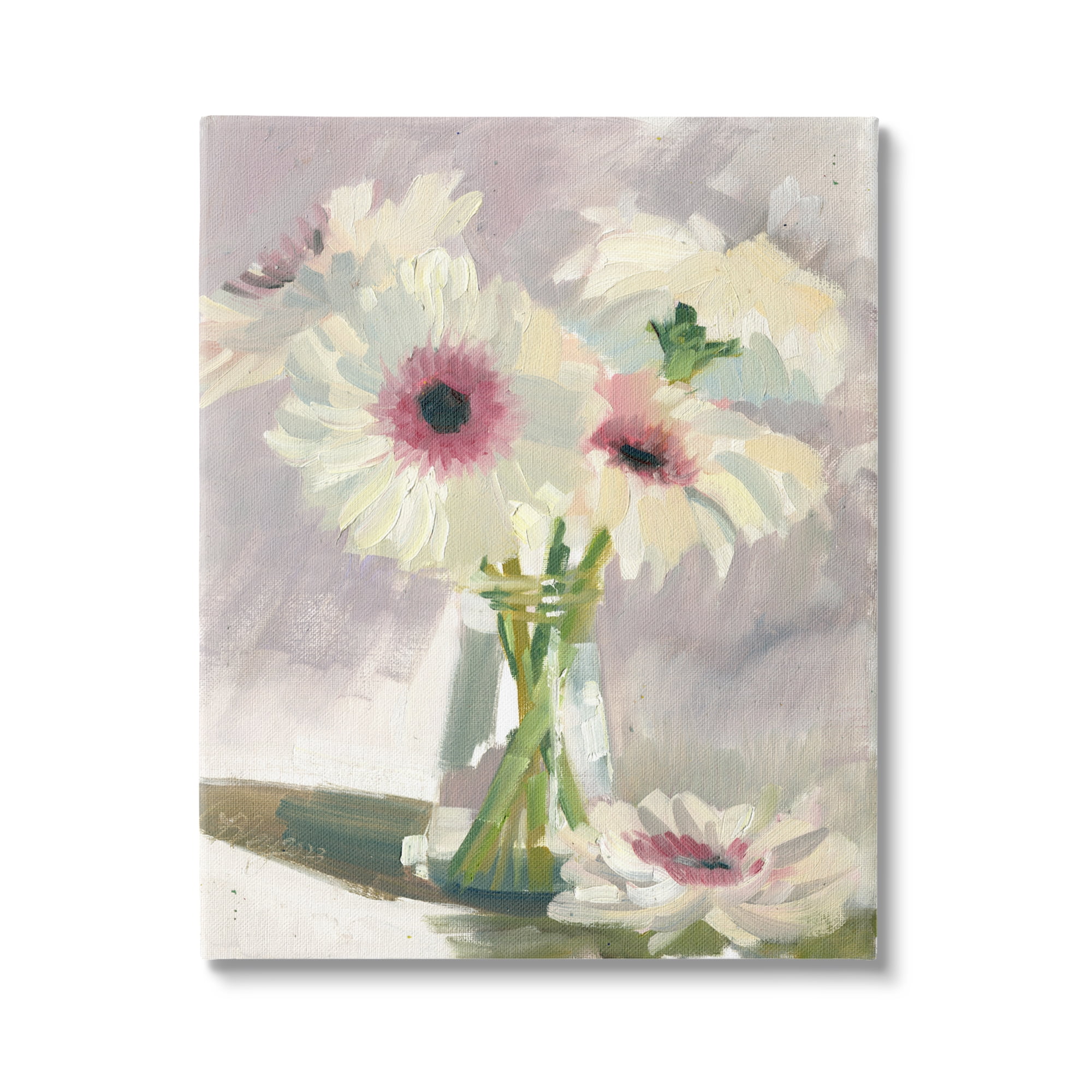 Stupell Industries White Mums Painting Botanical & Floral Painting Gallery Wrapped Canvas Art Print Wall Art, 30 x 40