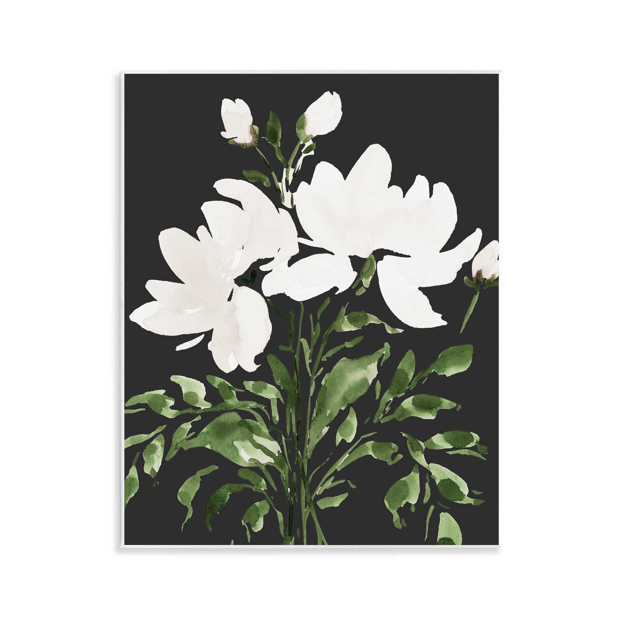 Stupell Industries White On Black Floral Wall Plaque Art, design by Lucille Price