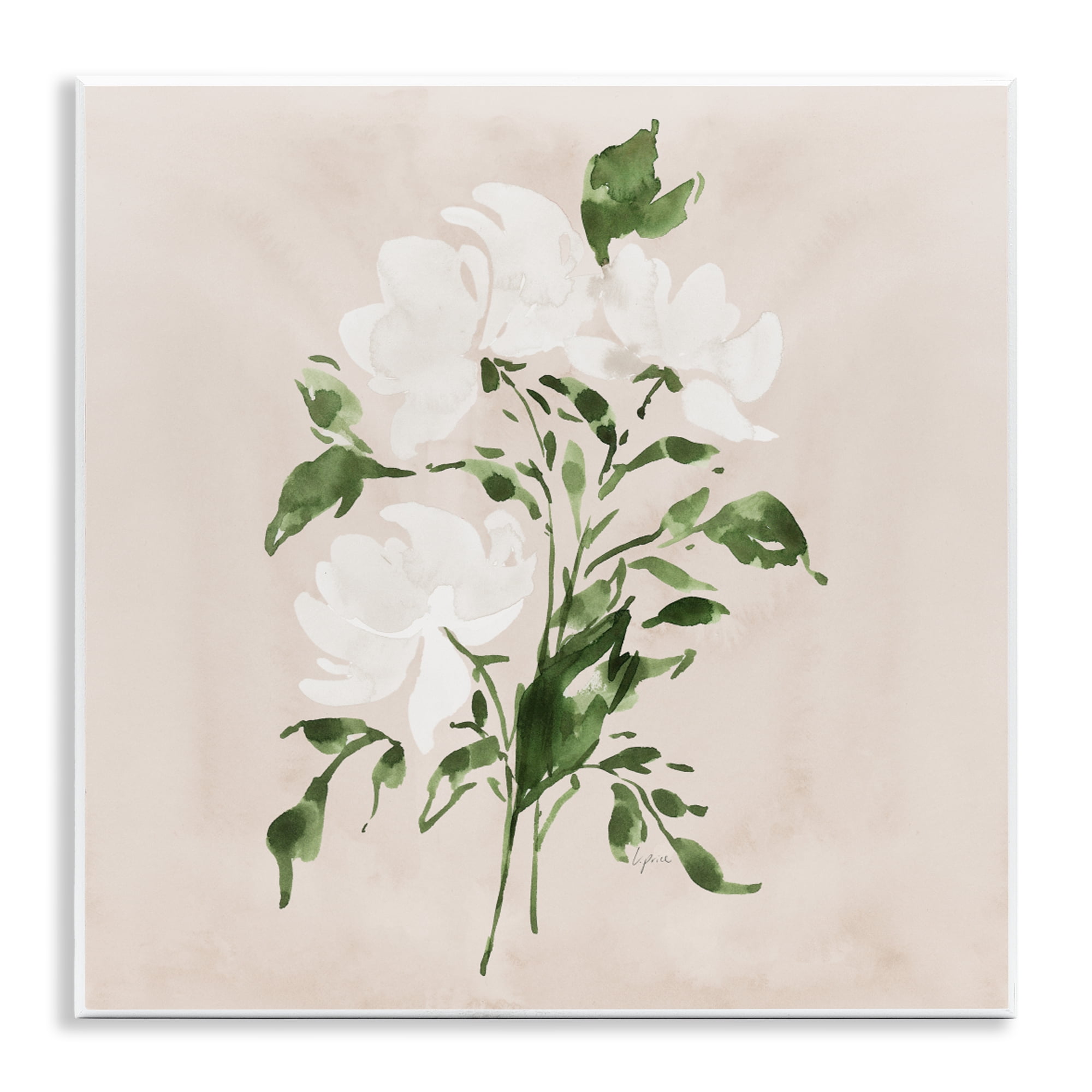 Stupell Industries White On Tan Blossom Wall Plaque Art, design by Lucille Price