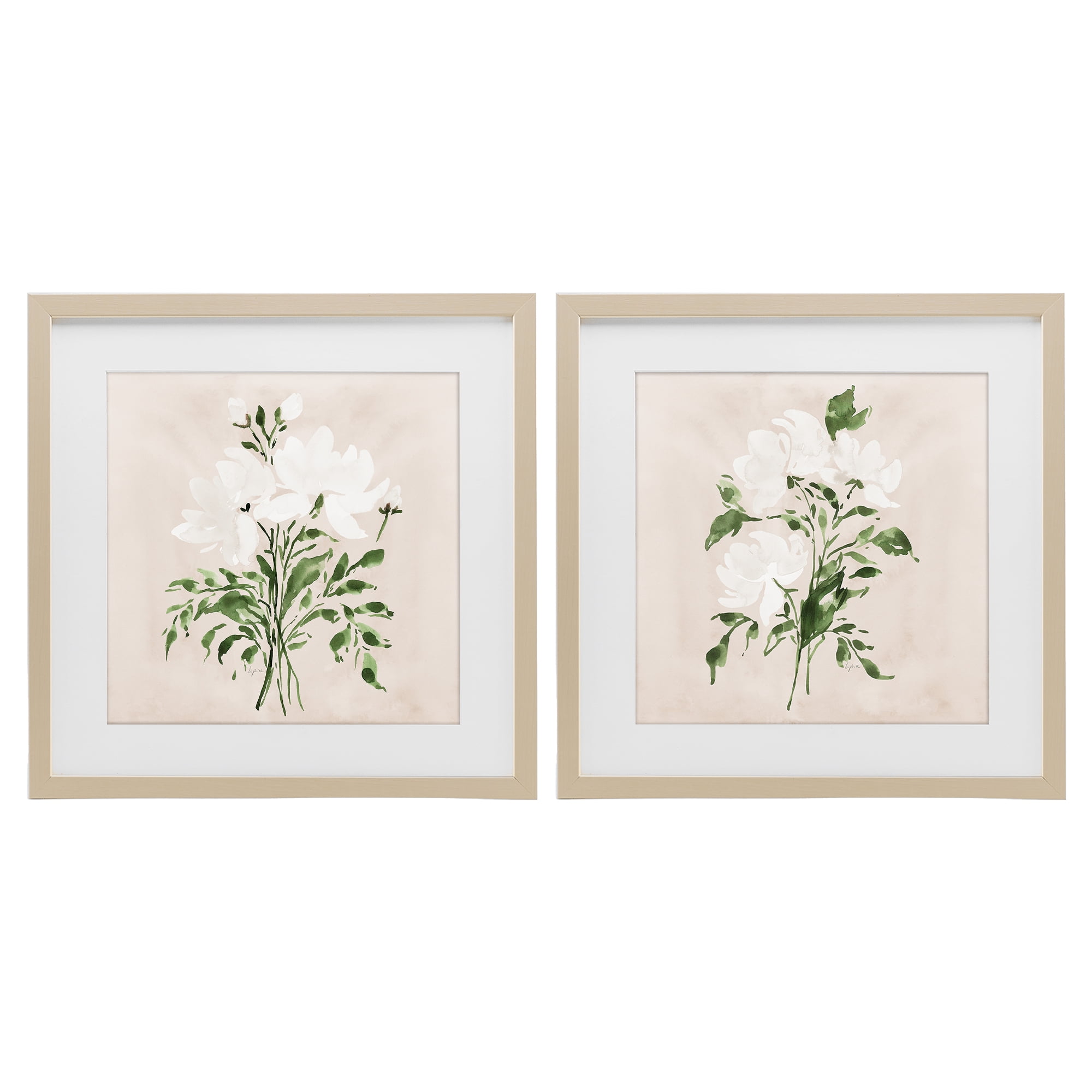 Stupell Industries White On Tan Botanicals 2 Piece Birch Framed Print Under Glass Set, design by Lucille Price