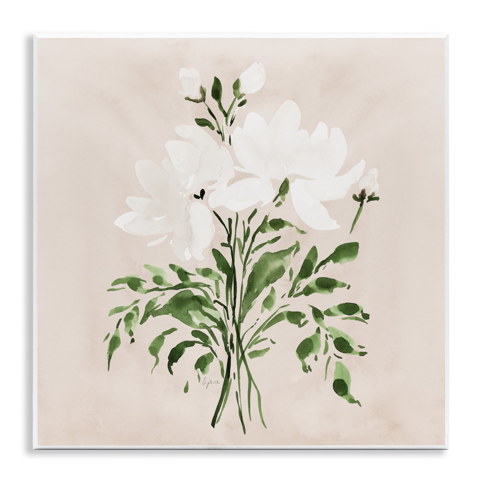 Stupell Industries White On Tan Floral Wall Plaque Art, design by Lucille Price