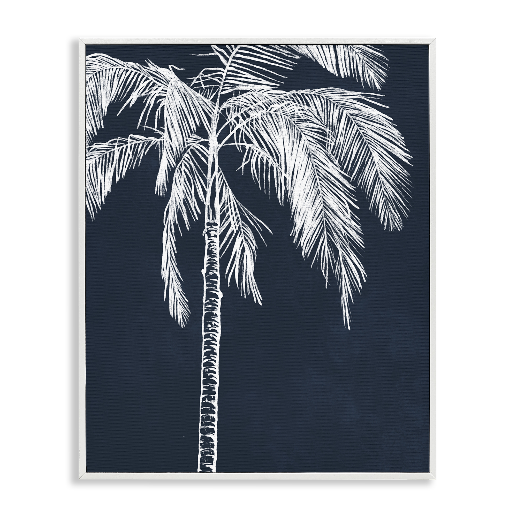 Stupell Industries White Outline Palm Tree Plants & Flowers Painting White Framed Art Print Wall Art, 24 x 30