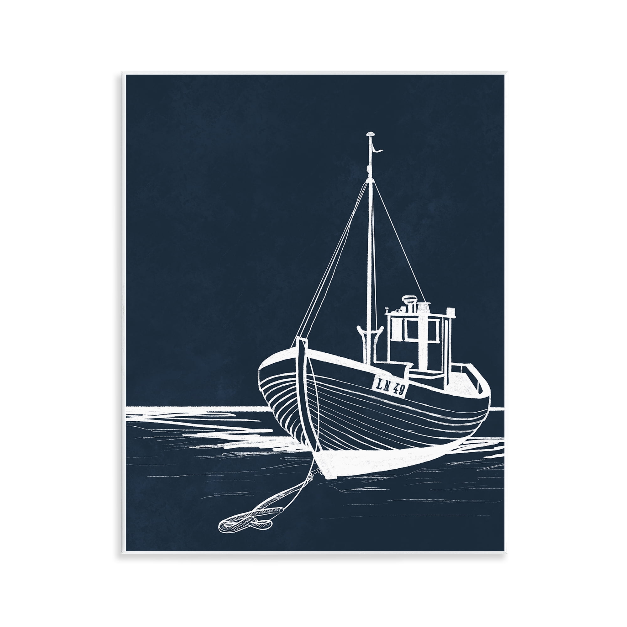 Stupell Industries White Outline Sailboat Transportation Painting Unframed Art Print Wall Art, 11 x 14