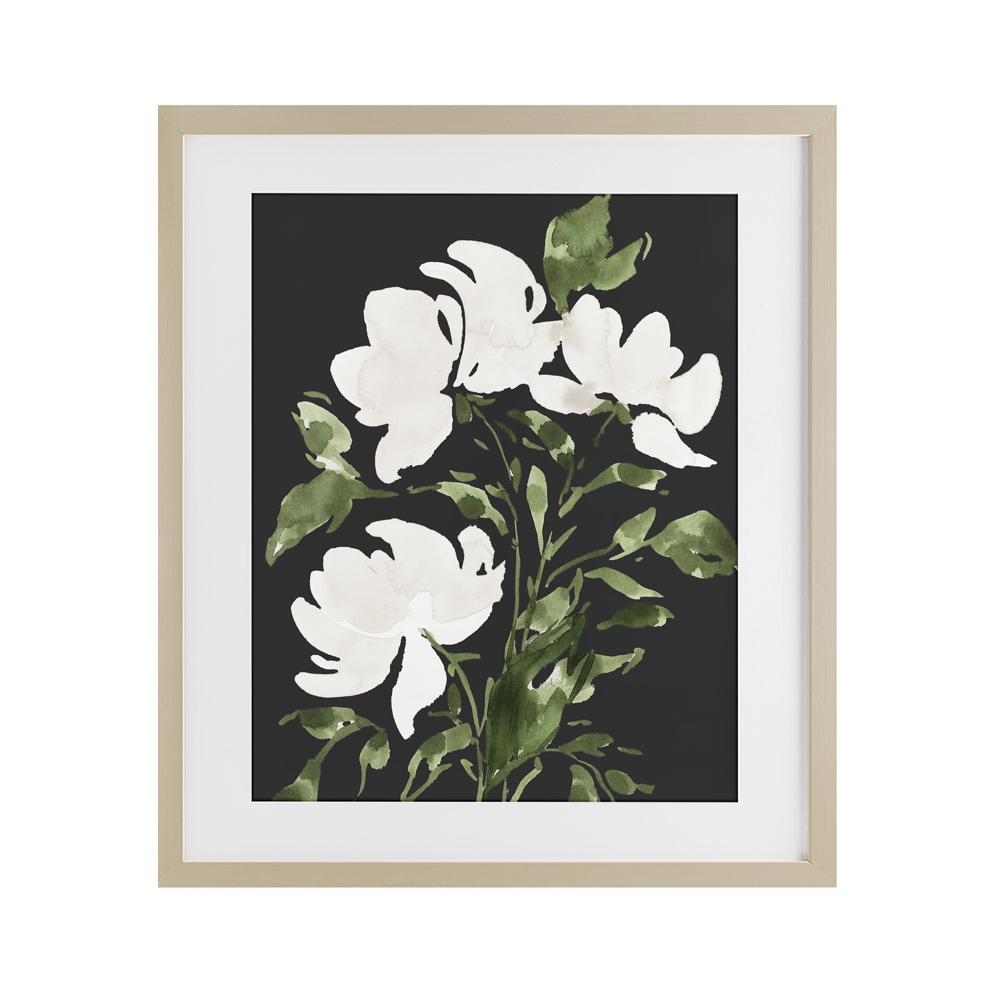 Stupell Industries White Over Black Floral Birch Framed Print Under Glass, design by Lucille Price
