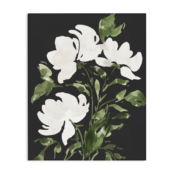 Stupell Industries Transitional White Over Black Floral Canvas Art, 16 x 20, by Lucille Price