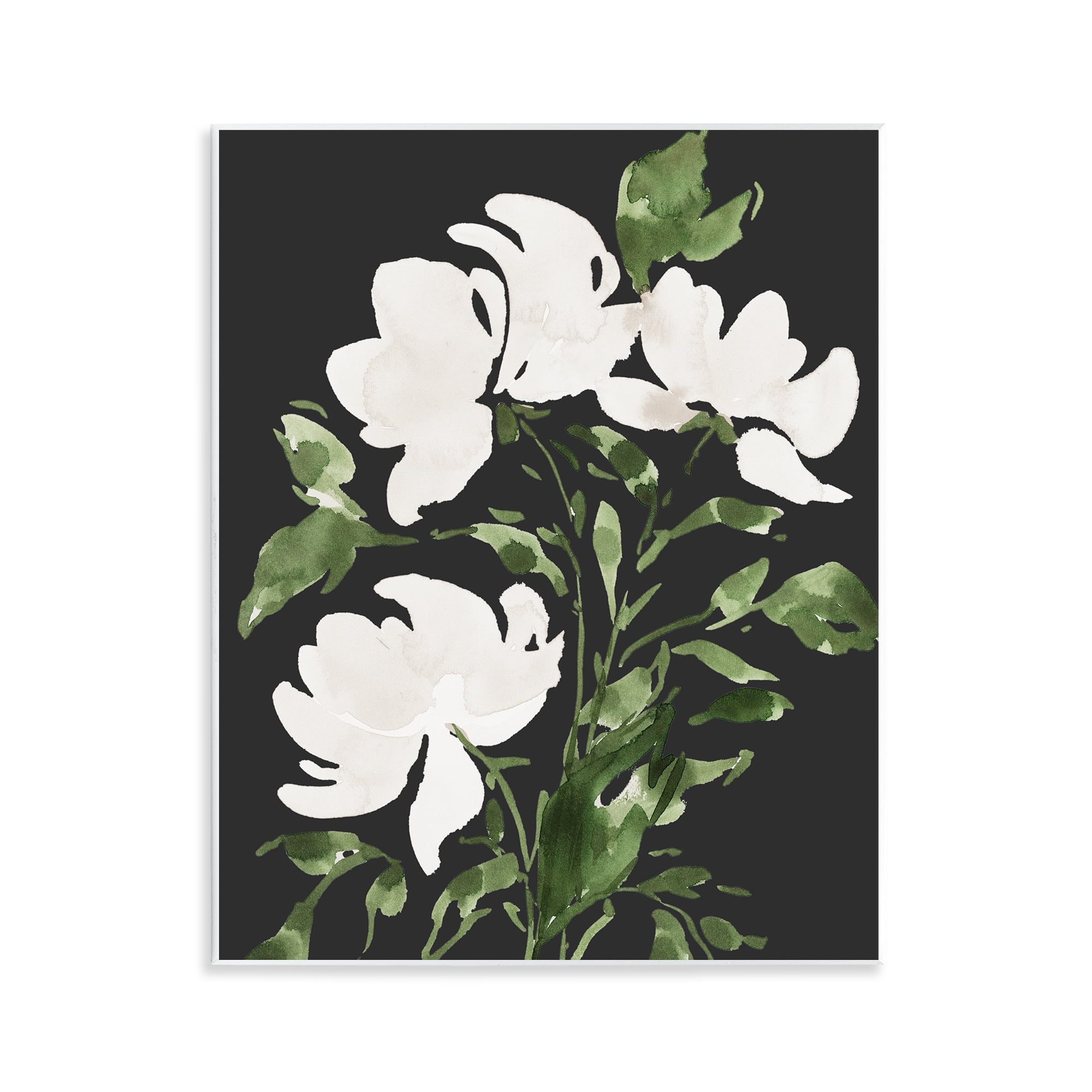 Stupell Industries White Over Black Floral Wall Plaque Art, design by Lucille Price