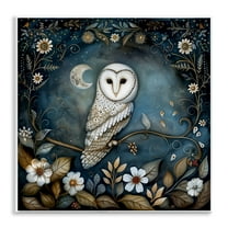 Stupell Industries White Owl Forest Scene Animals Painting Unframed Art Print Wall Art, 12 x 12