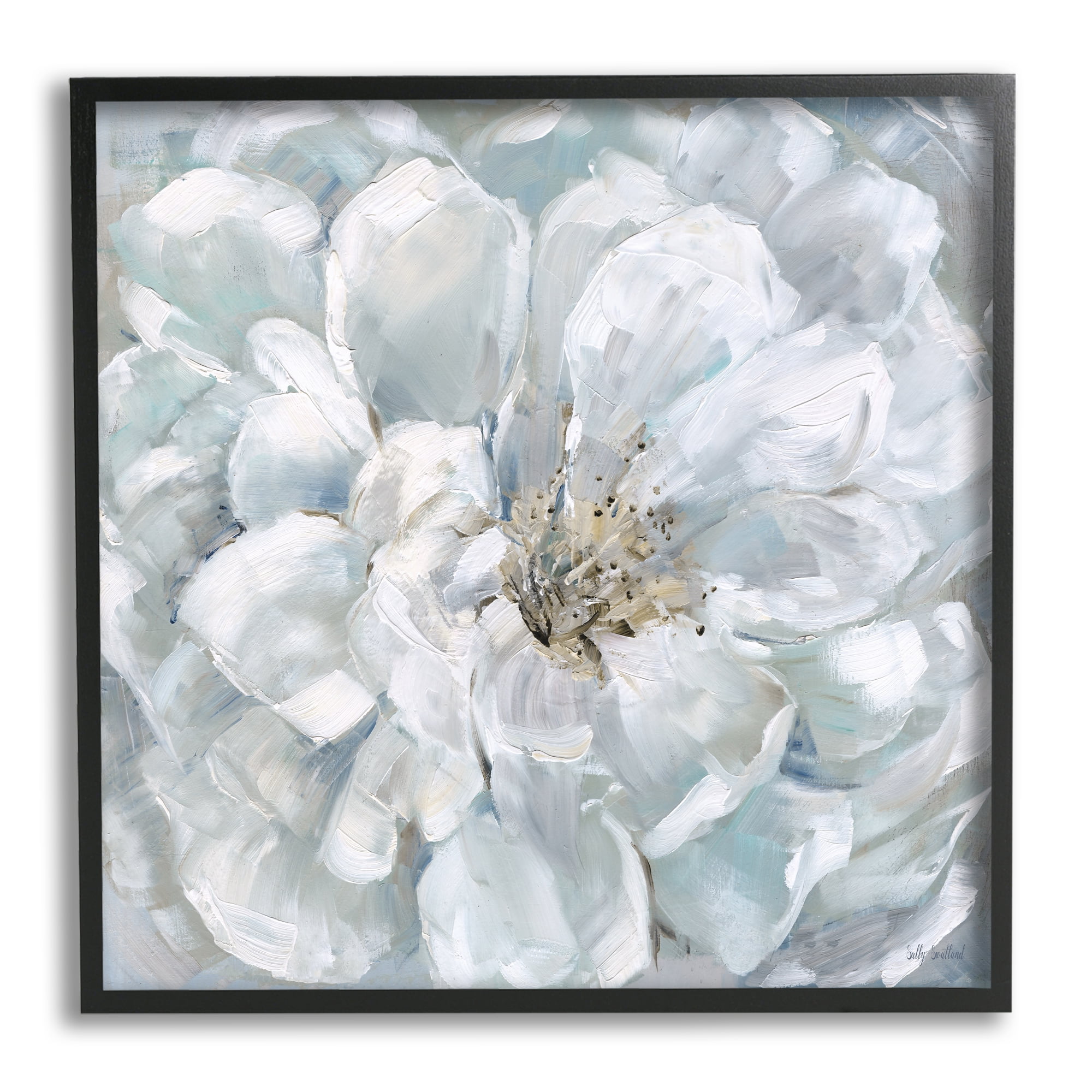 Stupell Industries White Painted Blossom Botanical & Floral Painting Black Framed Art Print Wall Art, 24 x 24