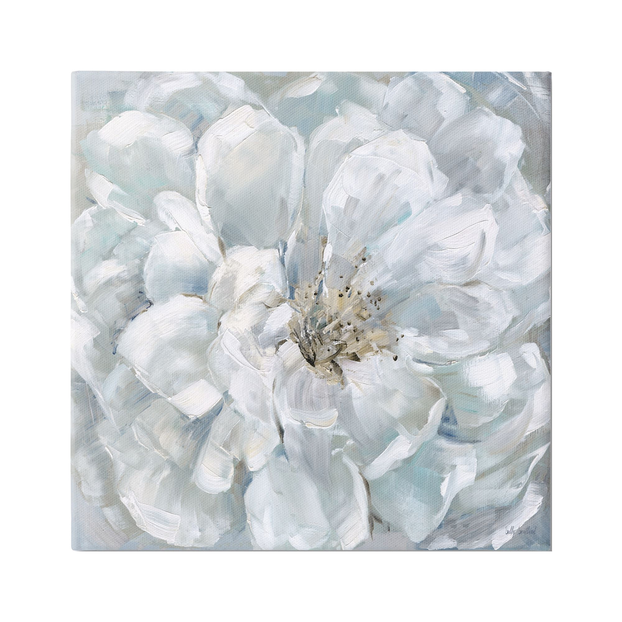 Stupell Industries White Painted Blossom Botanical & Floral Painting Gallery Wrapped Canvas Art Print Wall Art, 30 x 30
