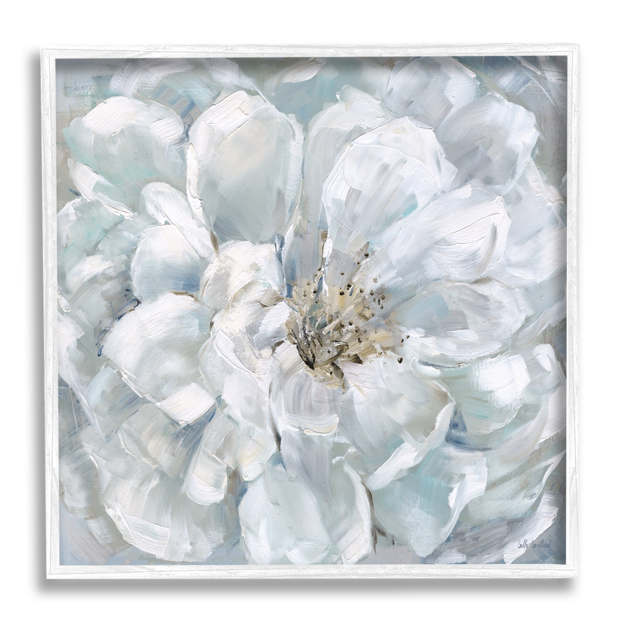 Stupell Industries White Painted Blossom Botanical & Floral Painting White Framed Art Print Wall Art, 17 x 17